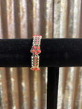 Coral Blossom & Antiqued Silver-Tone Bracelet