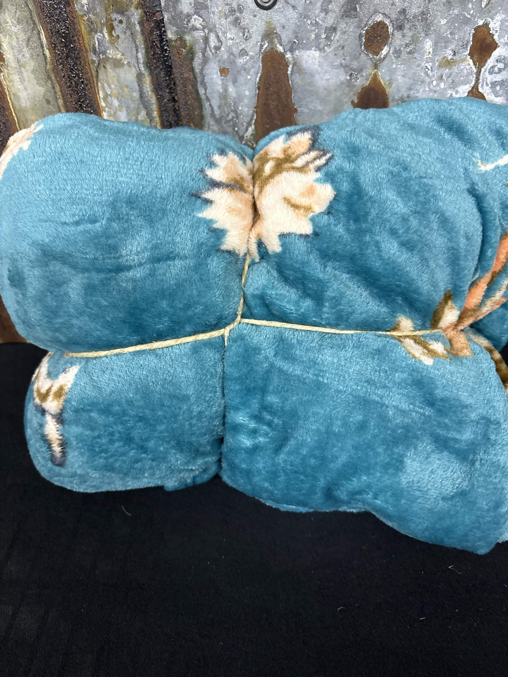Plush Teal Tipi & Arrow Western Twin Blanket