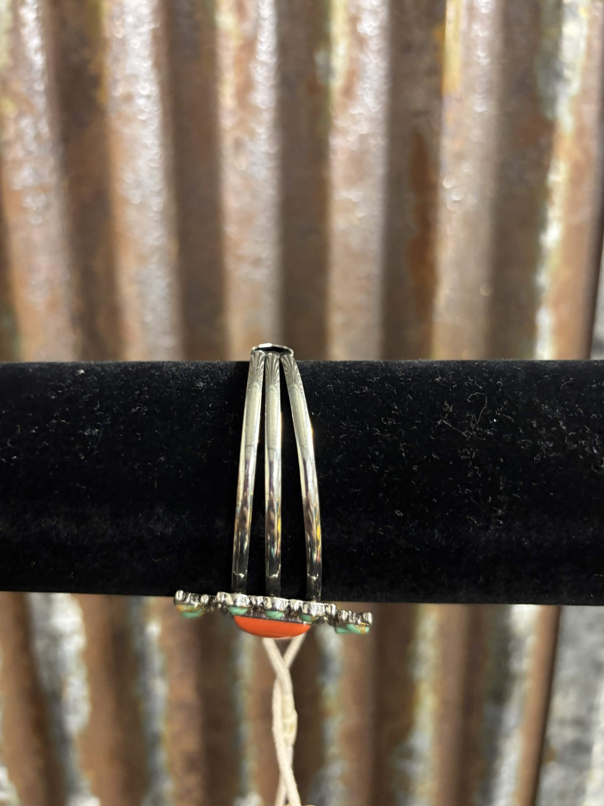 Vibrant Orange & Turquoise Multi-Stone Cuff