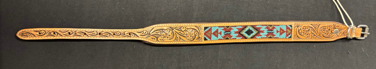 Western Tooled Leather Large Dog Collars