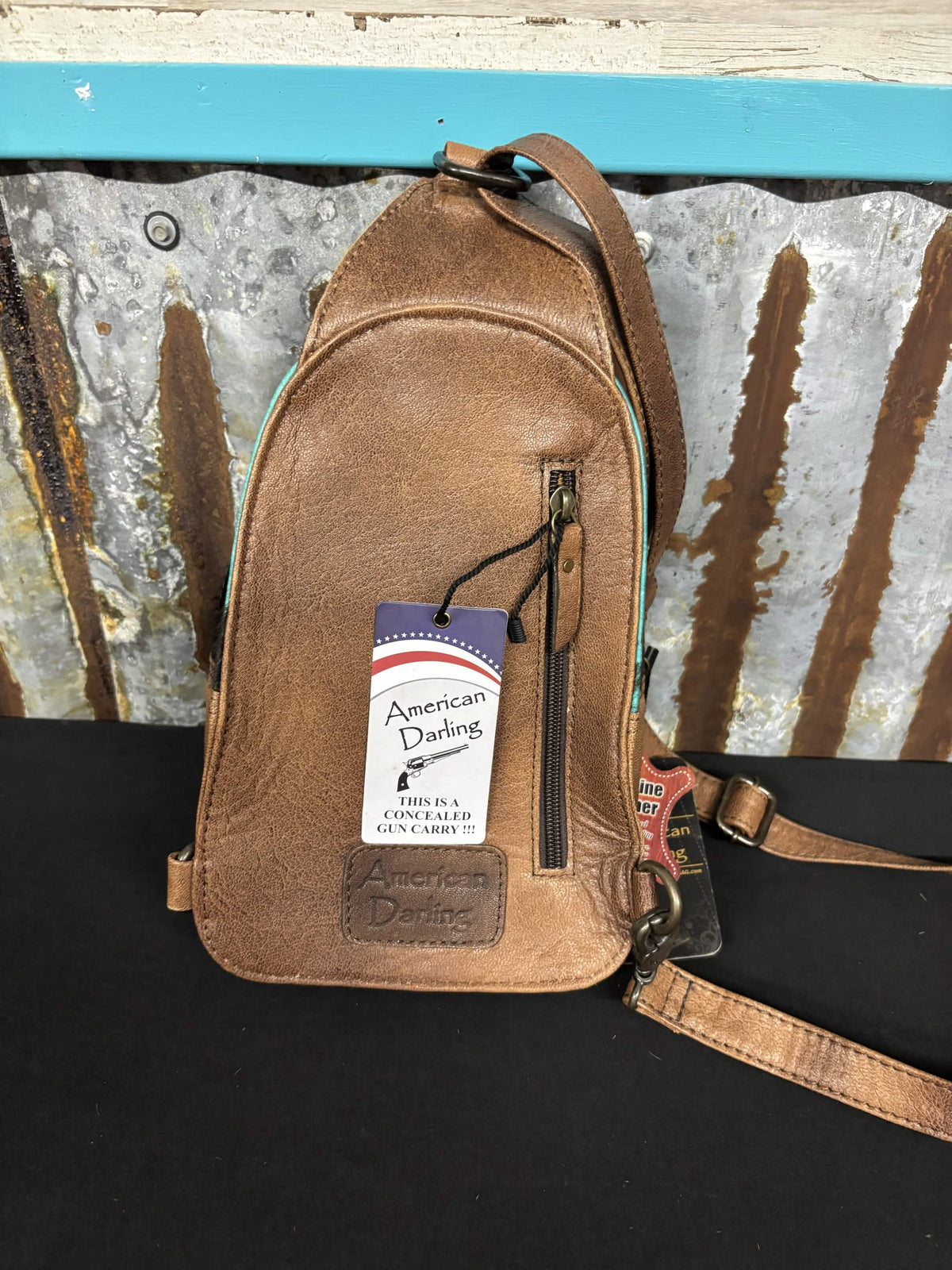 American Darling Turquoise Gator Embossed Cowhide Sling Bag