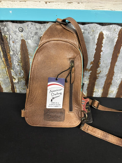 American Darling Turquoise Gator Embossed Cowhide Sling Bag