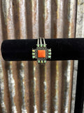 Vibrant Orange & Turquoise Multi-Stone Cuff