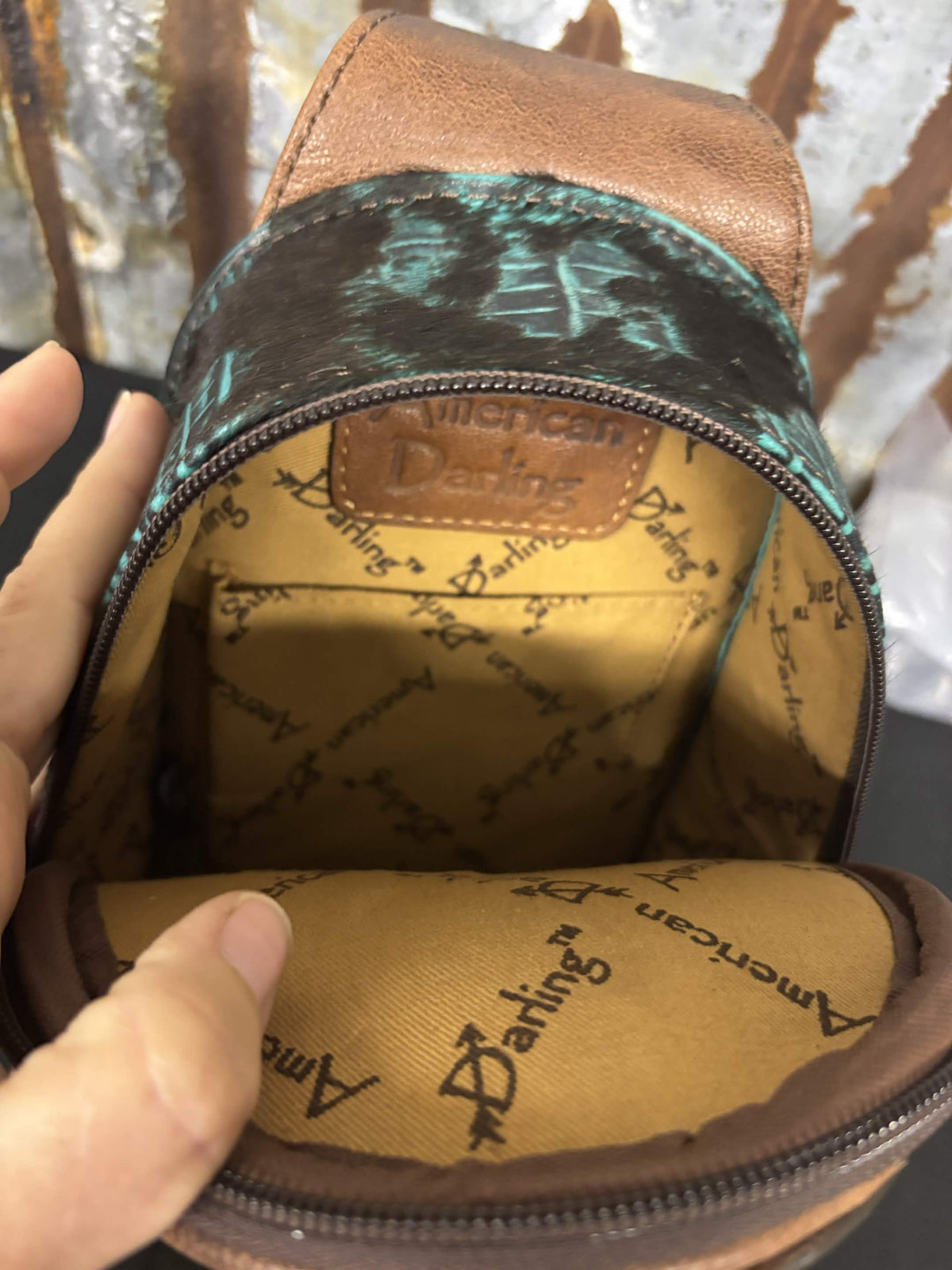 American Darling Turquoise Gator Embossed Cowhide Sling Bag
