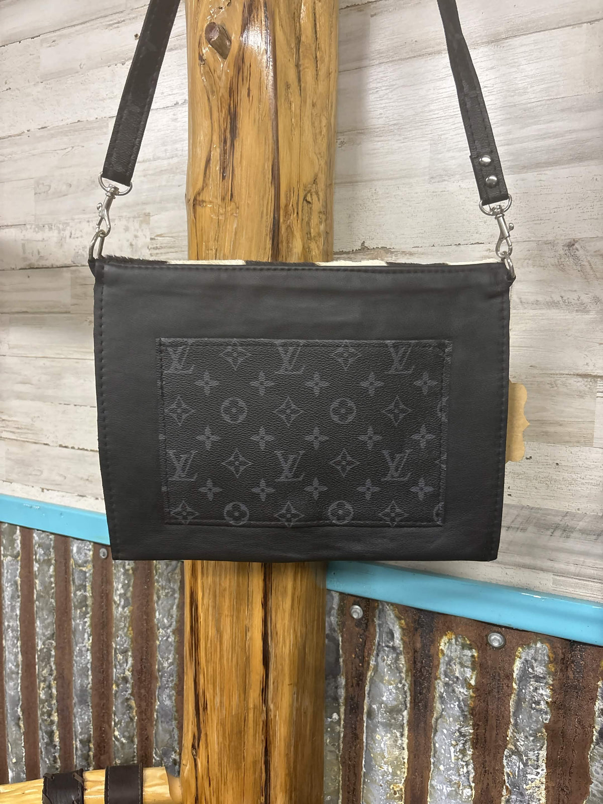 Handcrafted Genuine Zebra Hide Fold over Crossbody