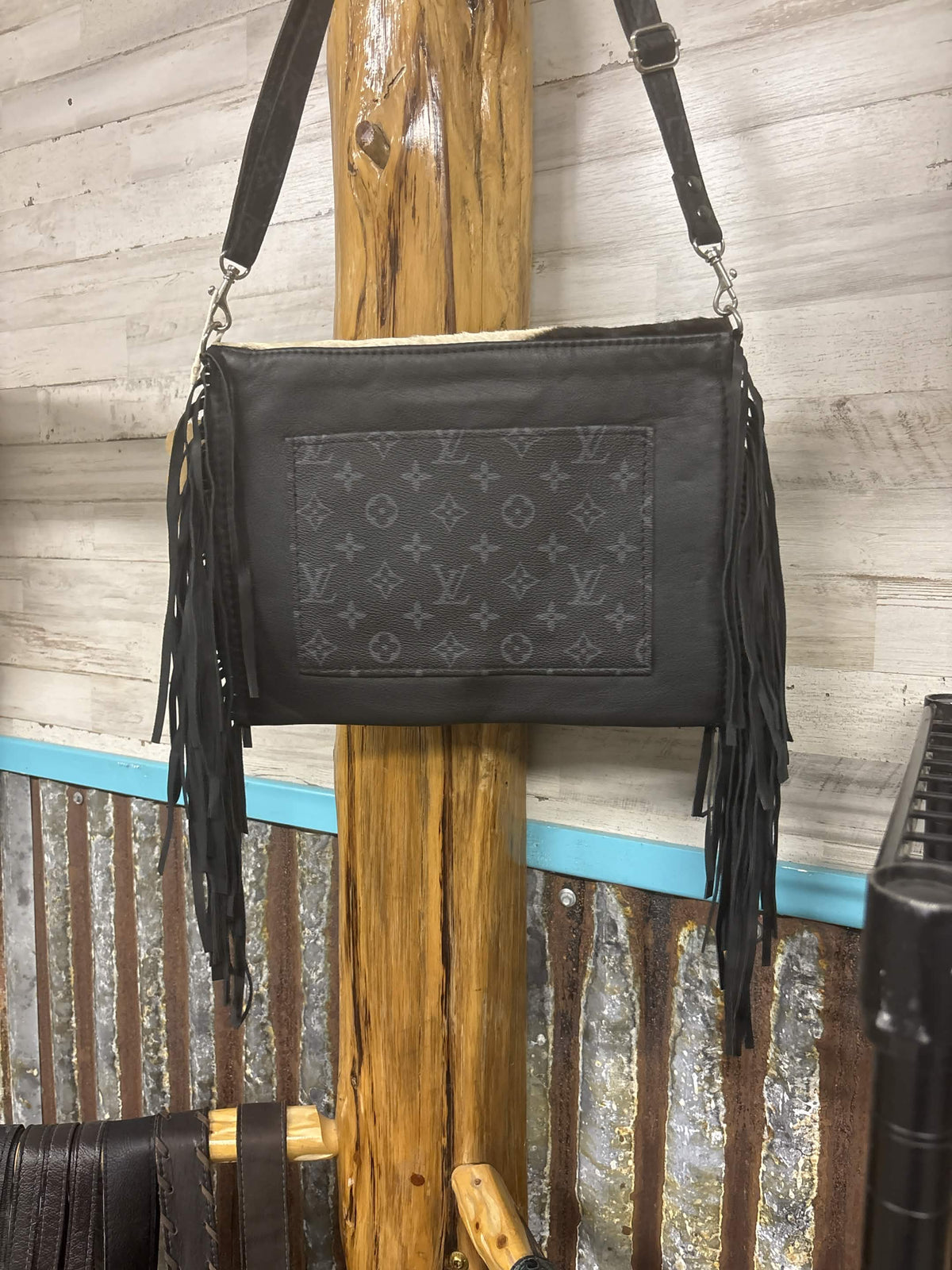 Handcrafted Genuine Zebra Hide Fold over Crossbody