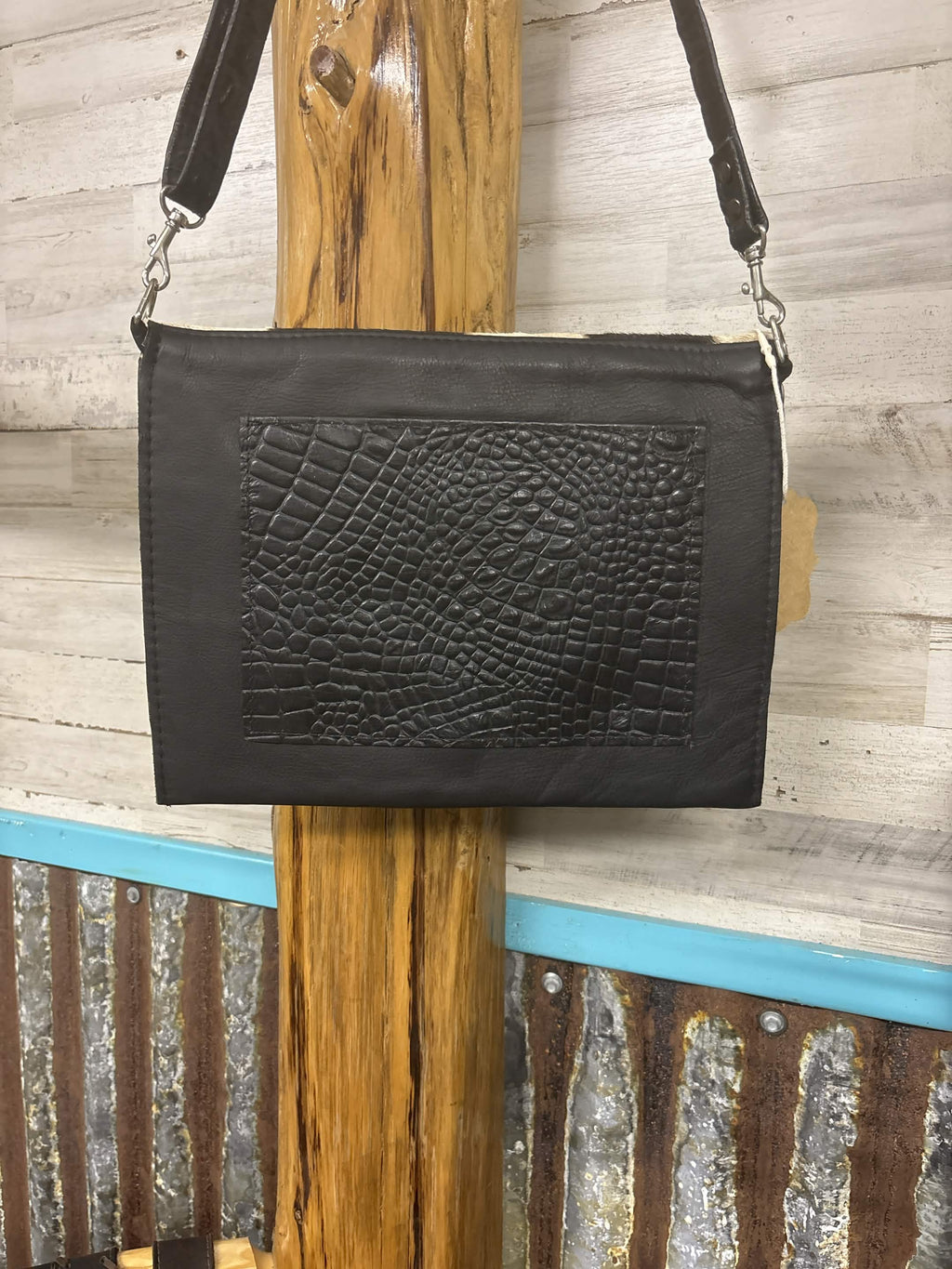 Handcrafted Genuine Zebra Hide Fold over Crossbody