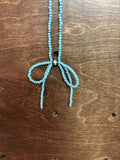 Dainty Turquoise Beaded Bow Necklace with Silver Accents