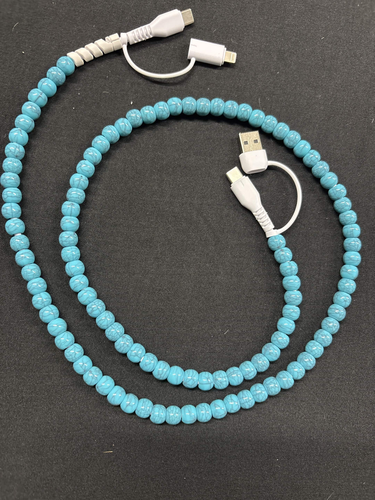 Beaded Multi-Connector Phone Charging Cable (3-Foot & 6-Foot Options)