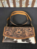 Western Floral Tooled Leather & Cowhide Convertible Wallet