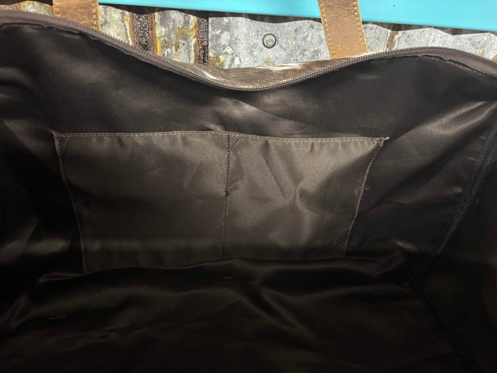 Black & White Cowhide Weekender Duffel Bag