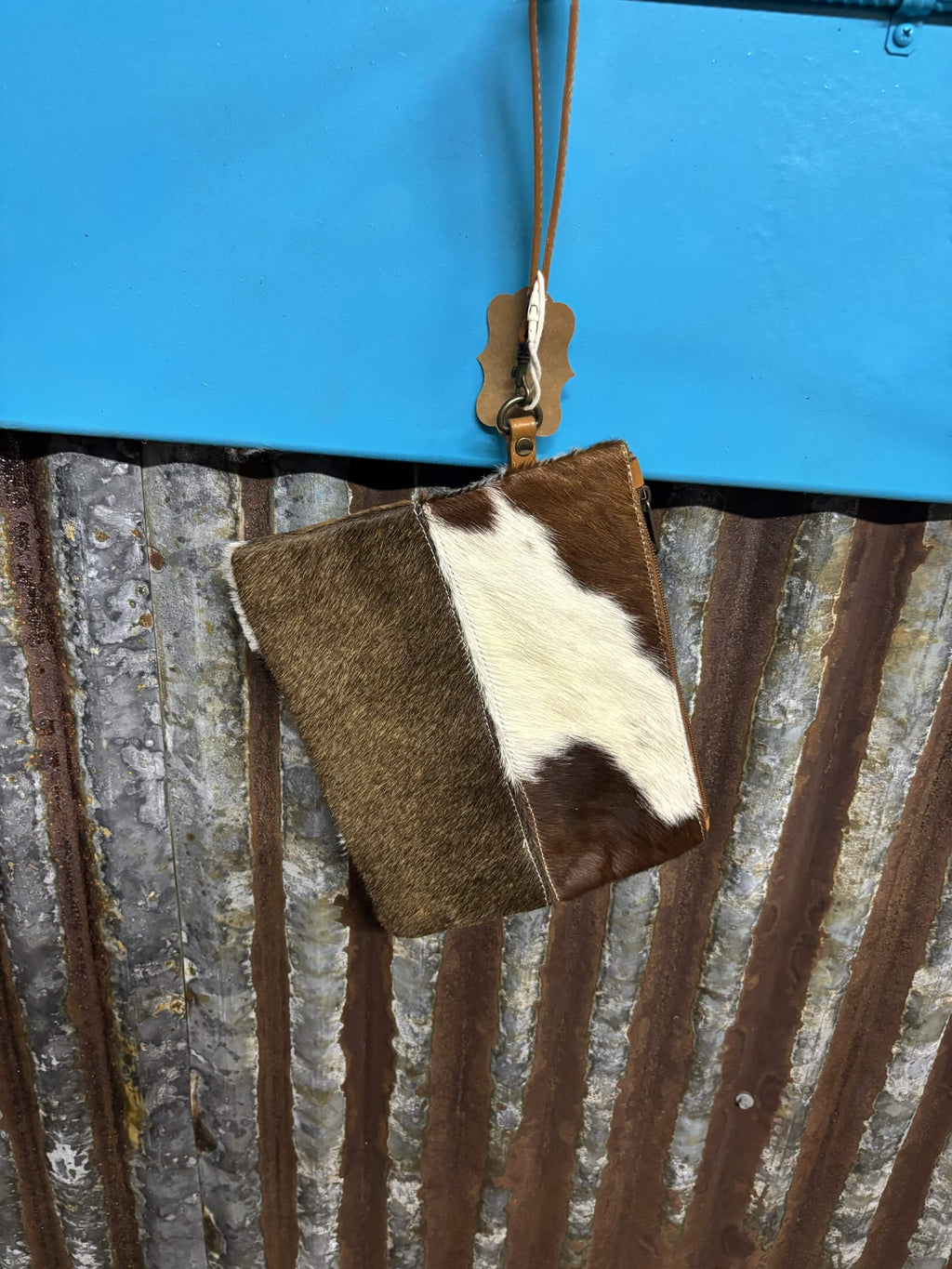 Rustic Patchwork & Cowhide Wristlet Wallet