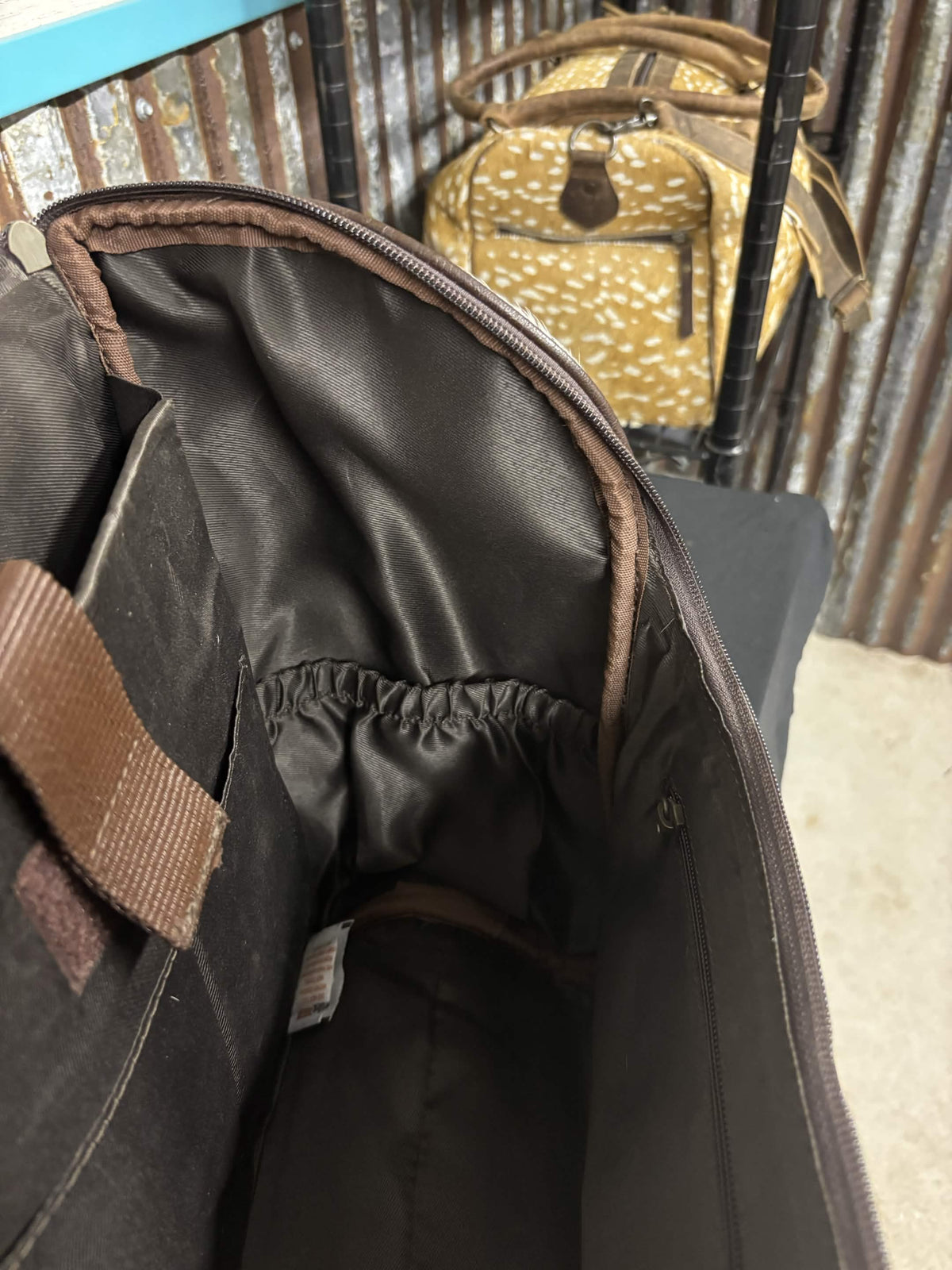Western Floral Tooled Leather & Hair-On Hide Concealed Carry Backpack