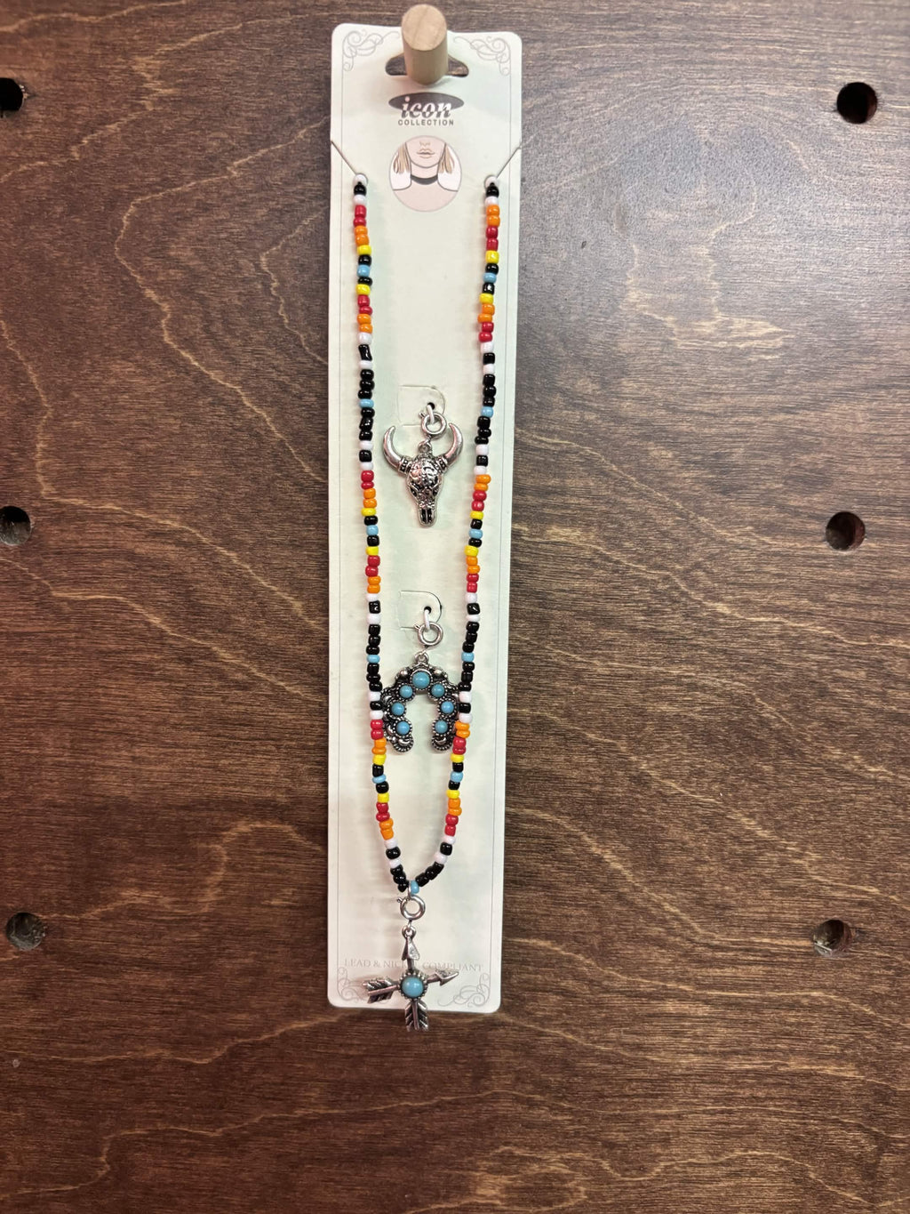 Southwestern Interchangeable Multicolor Charm Beaded Necklace