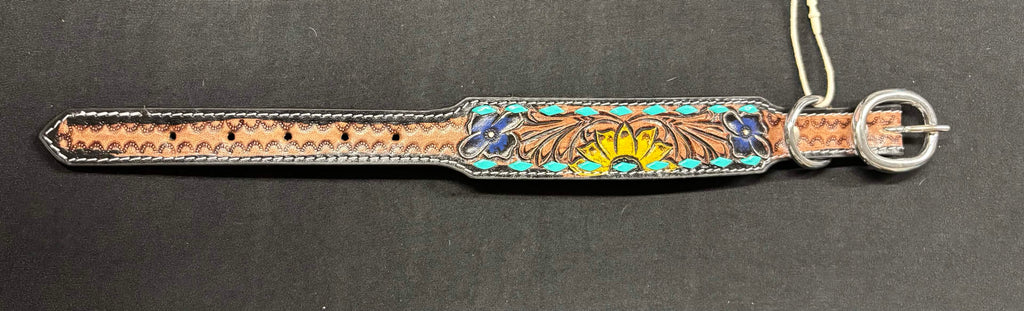 Western Tooled Leather Small Dog Collars