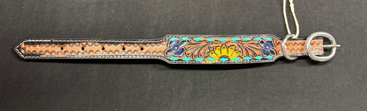 Western Tooled Leather Small Dog Collars