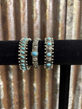 Three-Piece Stamped Turquoise & Silver-Tone Bracelet Stack