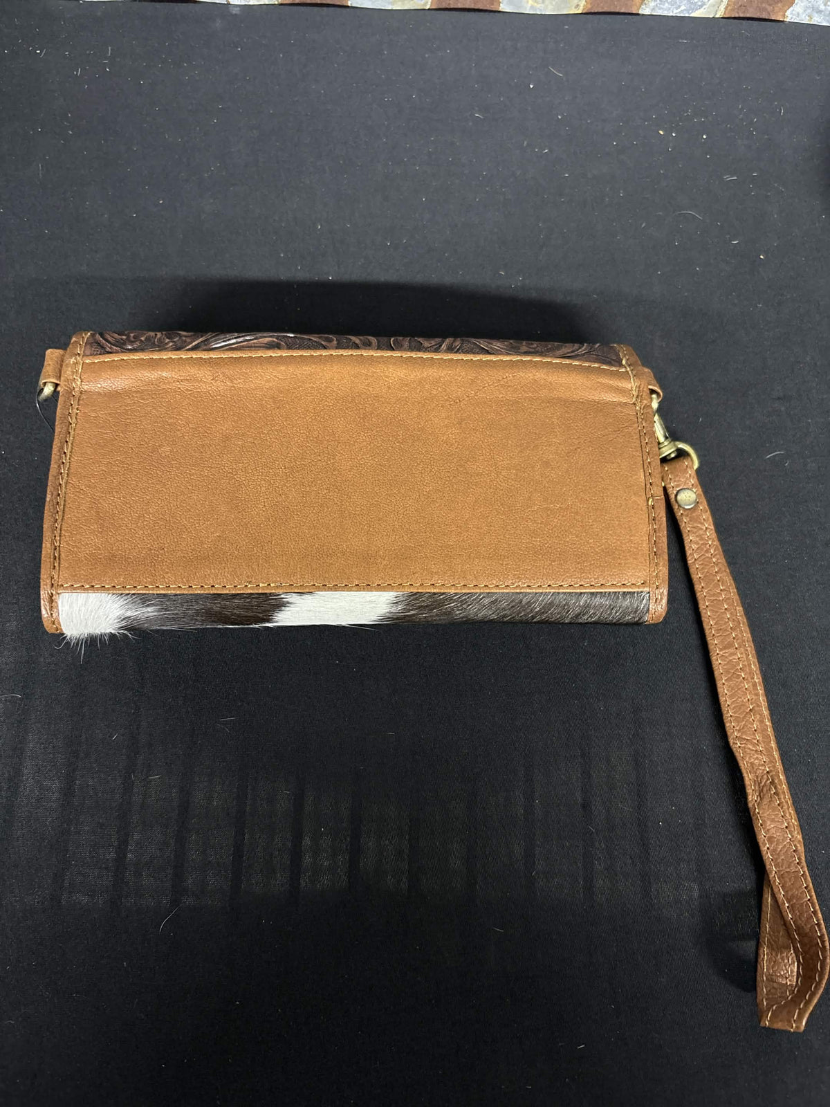 Western Floral Tooled Leather & Cowhide Convertible Wallet