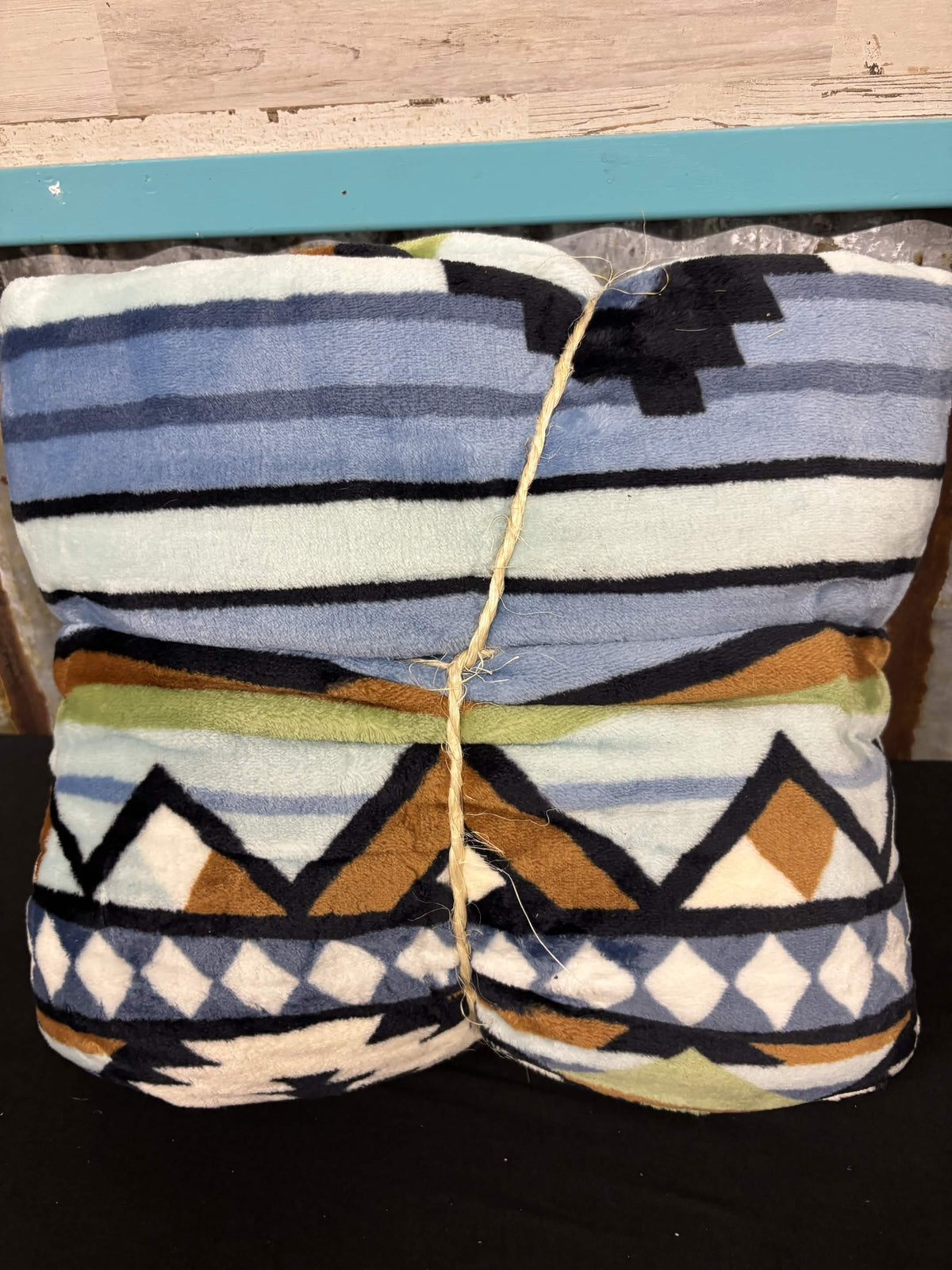 Southwestern Turquoise Aztec Queen Throw Blanket