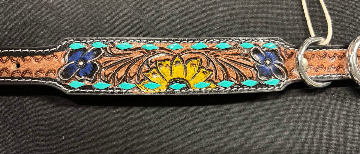 Western Tooled Leather Small Dog Collars