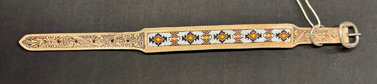 Western Tooled Leather Medium Dog Collars
