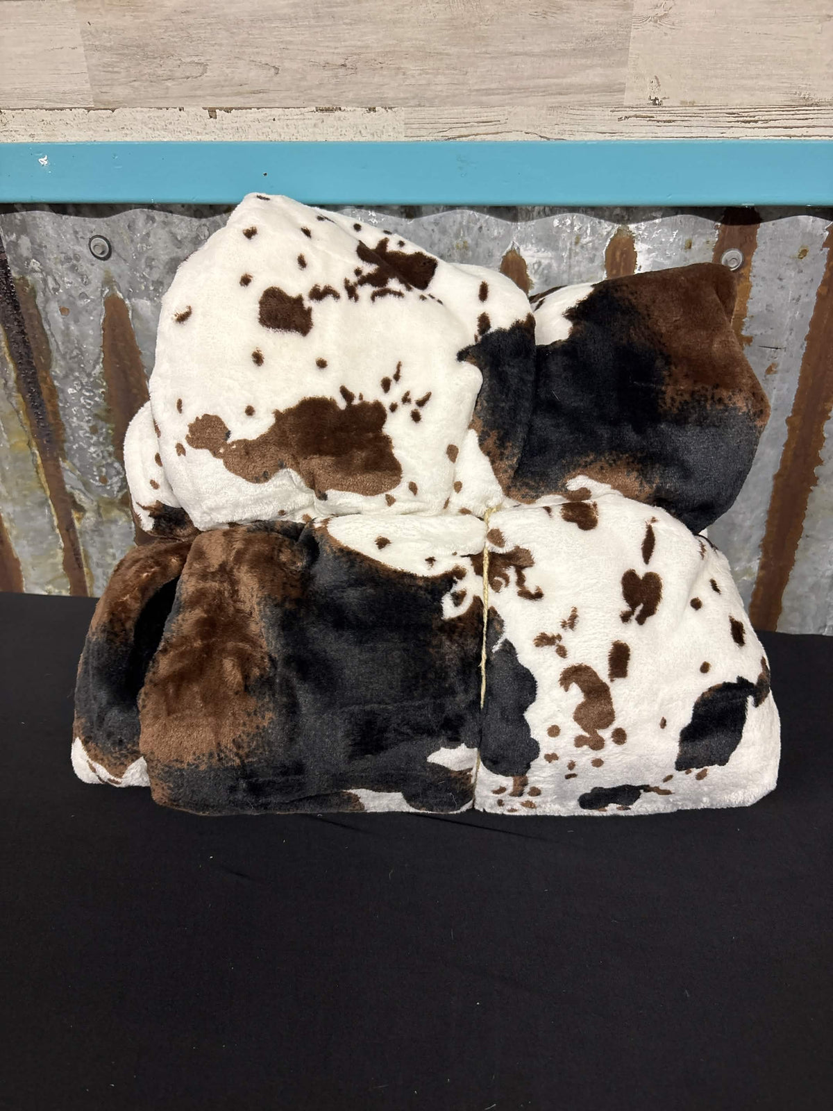 Plush Cowhide Print Twin Blanket