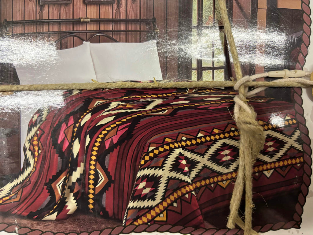 Southwestern Red Aztec Queen Throw Blanket