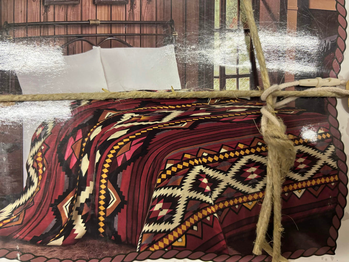 Southwestern Red Aztec Queen Throw Blanket