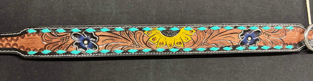 Western Tooled Leather Large Dog Collars