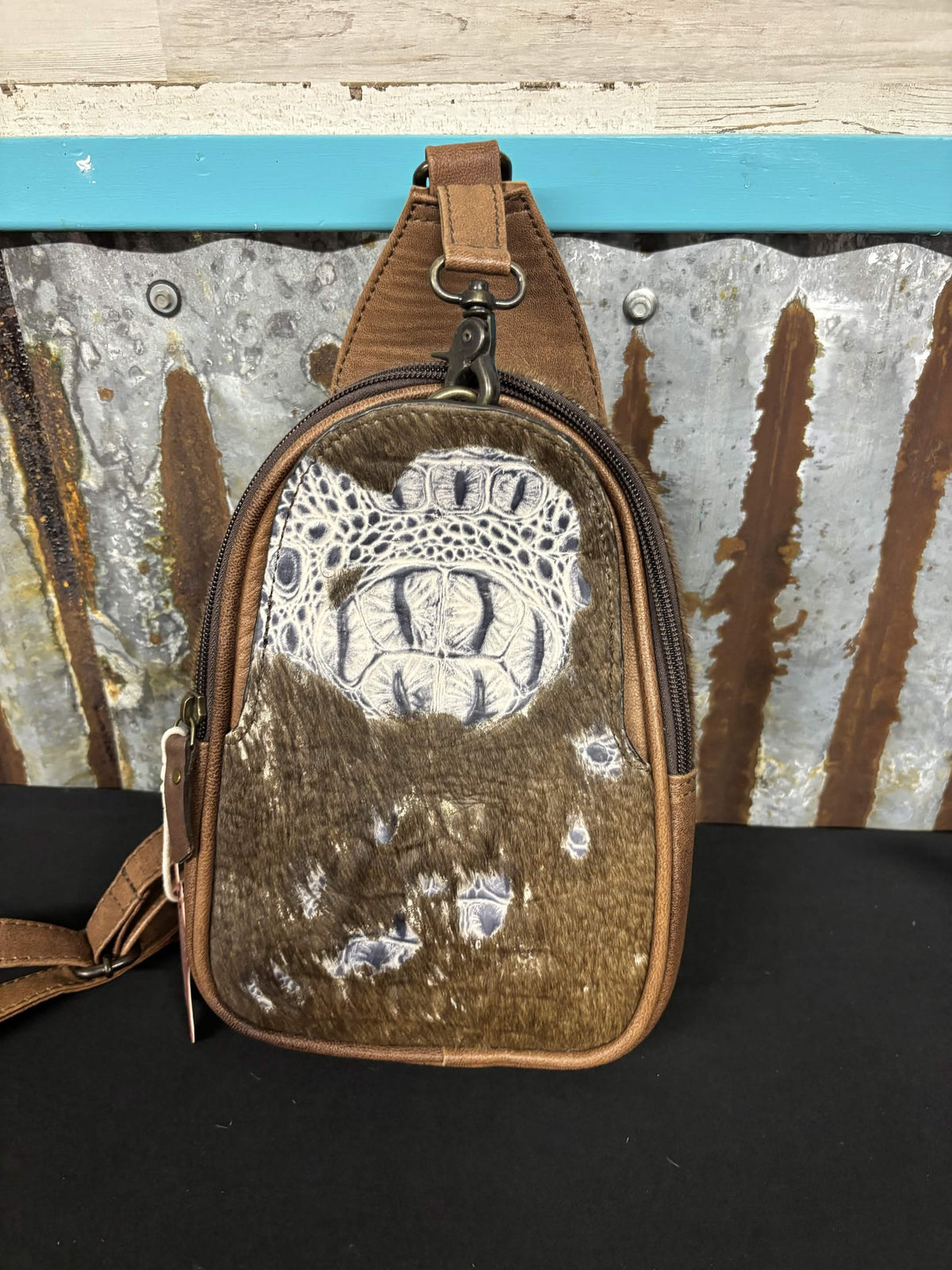 American Darling Gator Embossed Hair-On Hide Concealed Carry Sling Bag