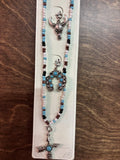 Southwestern Interchangeable Blue, Black & White Charm Beaded Jewelry Set