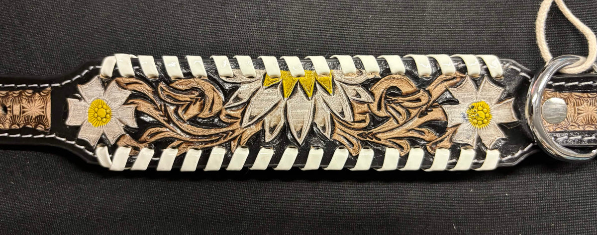 Western Tooled Leather Small Dog Collars