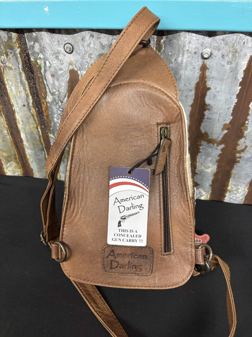 American Darling Gator Embossed Hair-On Hide Concealed Carry Sling Bag