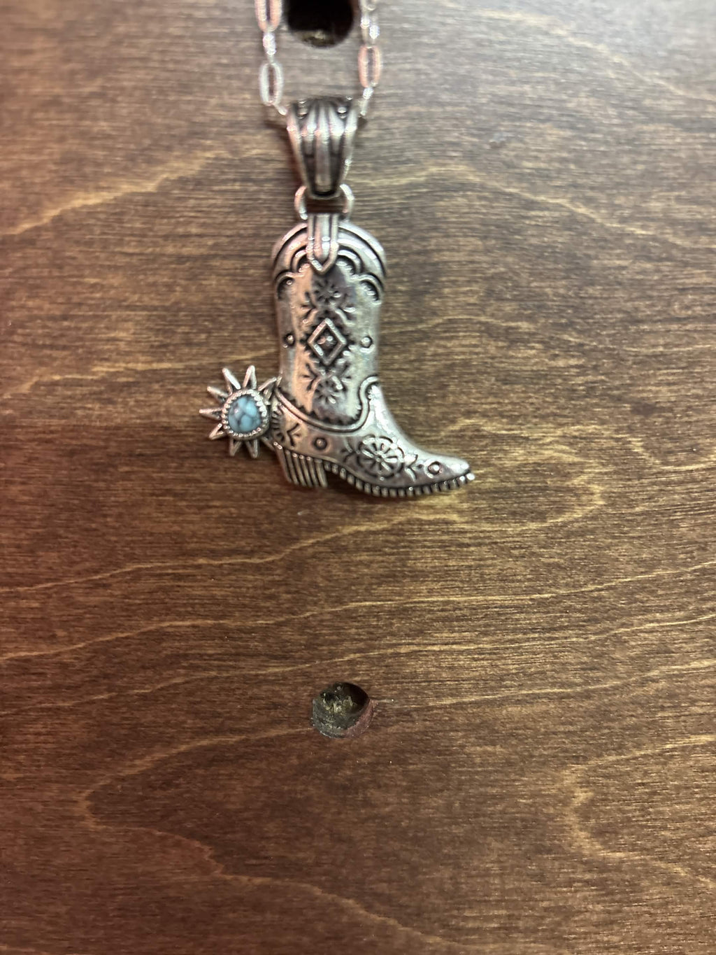 Western Cowboy Boot Pendant Necklace