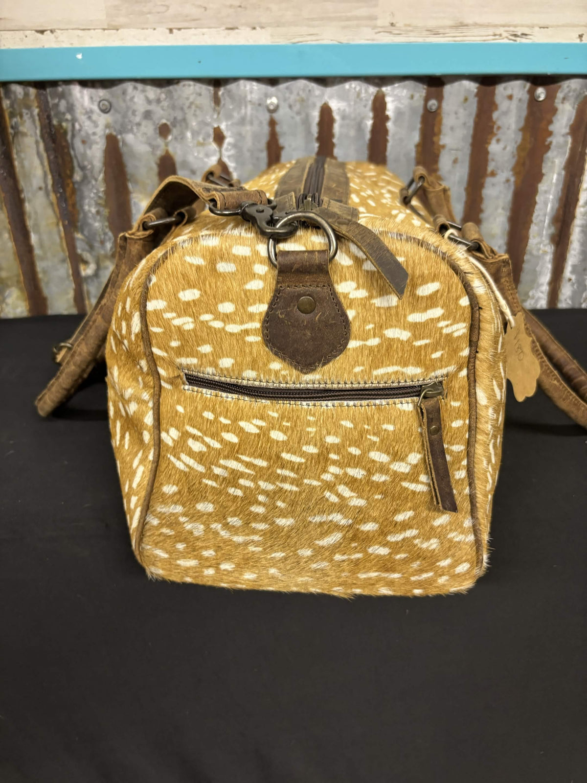 Speckled Fawn Cowhide Overnight Duffel