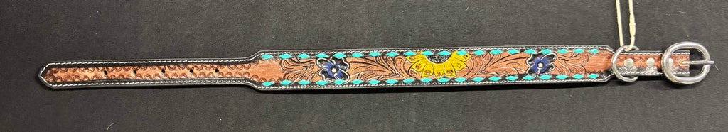 Western Tooled Leather Large Dog Collars