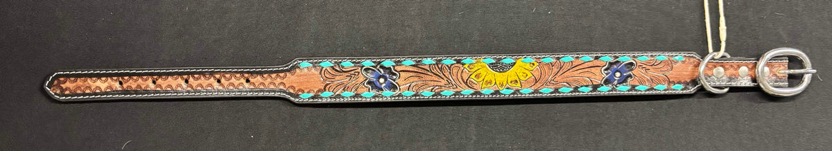Western Tooled Leather Large Dog Collars