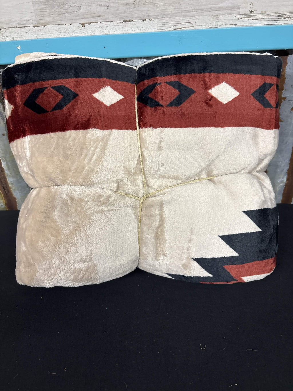Reversible Western Aztec & Cowhide Print 2‑Ply King Blanket
