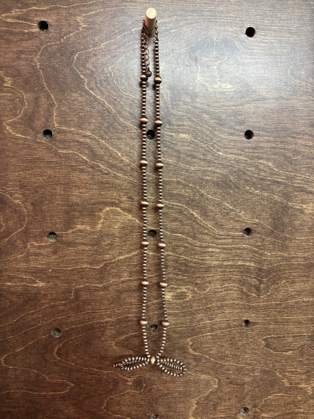 Rustic Copper Beaded Bow Necklace