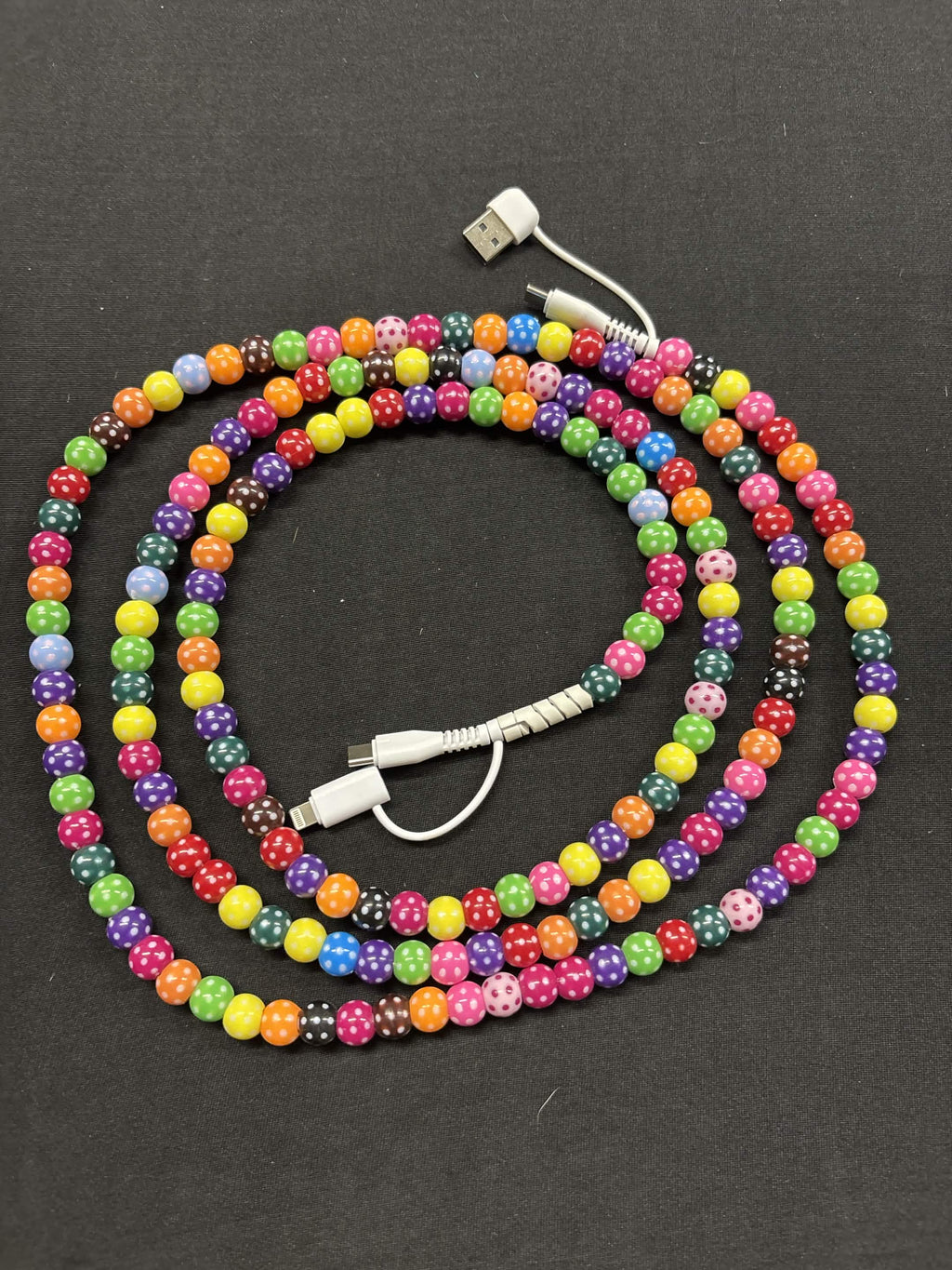 Beaded Multi-Connector Phone Charging Cable (3-Foot & 6-Foot Options)