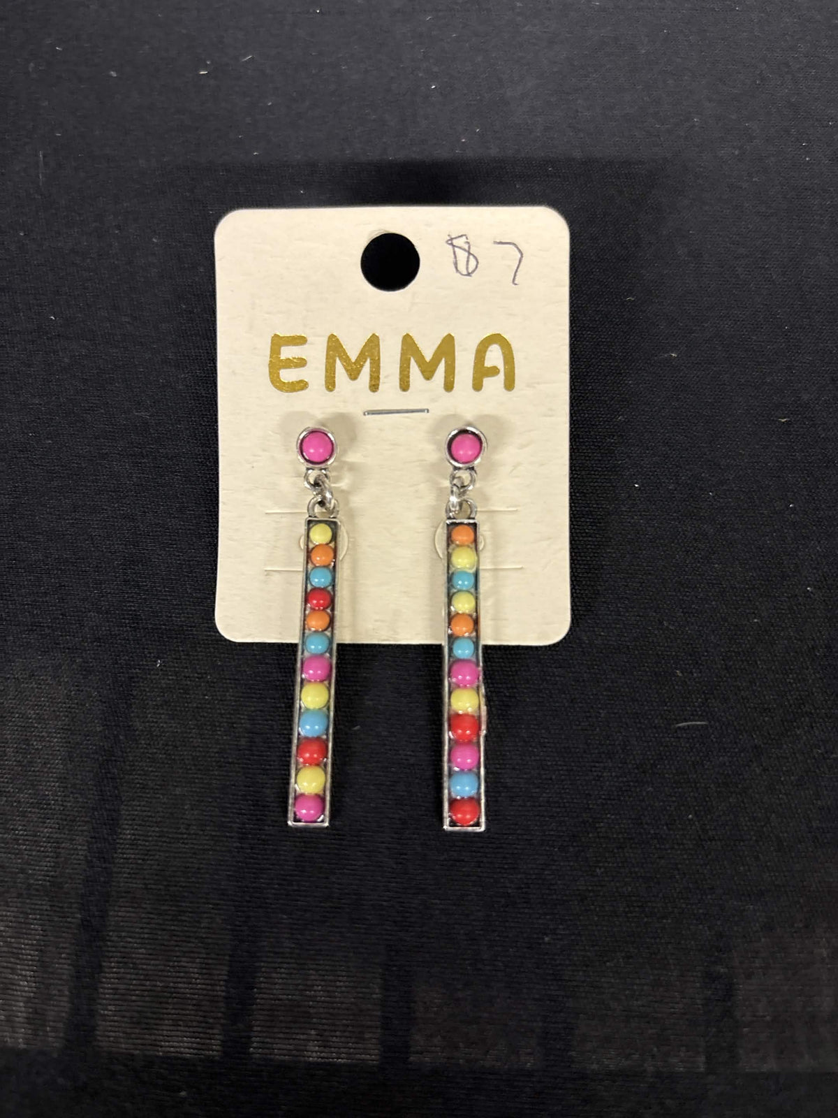 Western Slim Beaded Bar Dangle Earrings