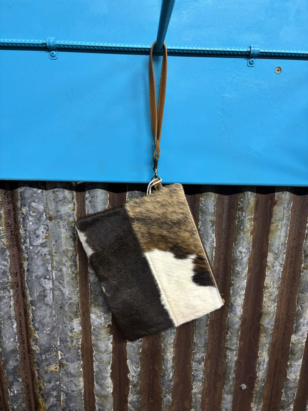 Rustic Patchwork & Cowhide Wristlet Wallet