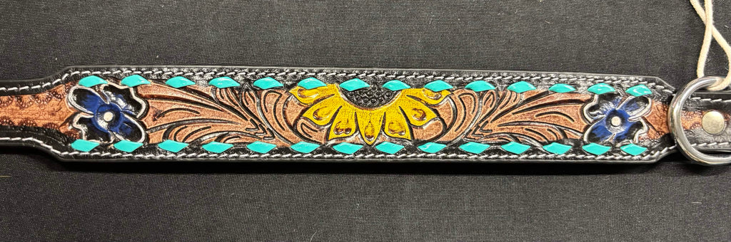 Western Tooled Leather Medium Dog Collars