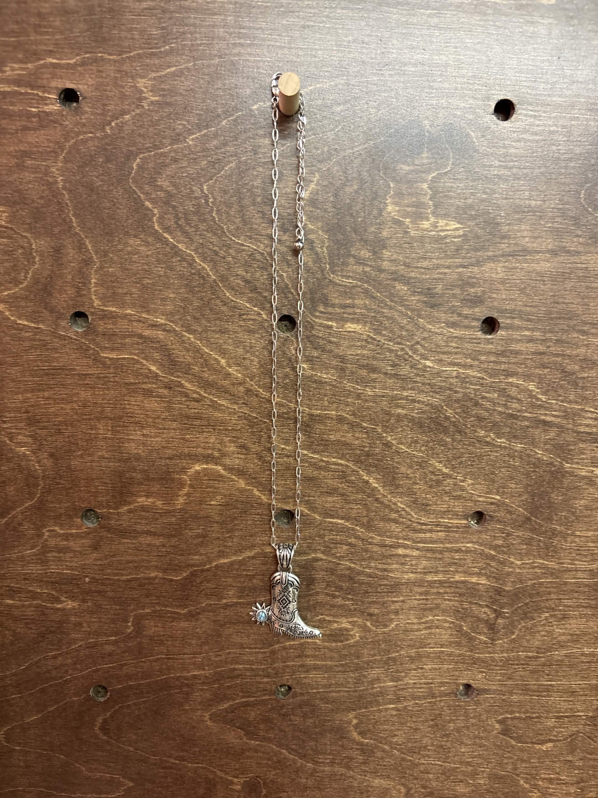 Western Cowboy Boot Pendant Necklace