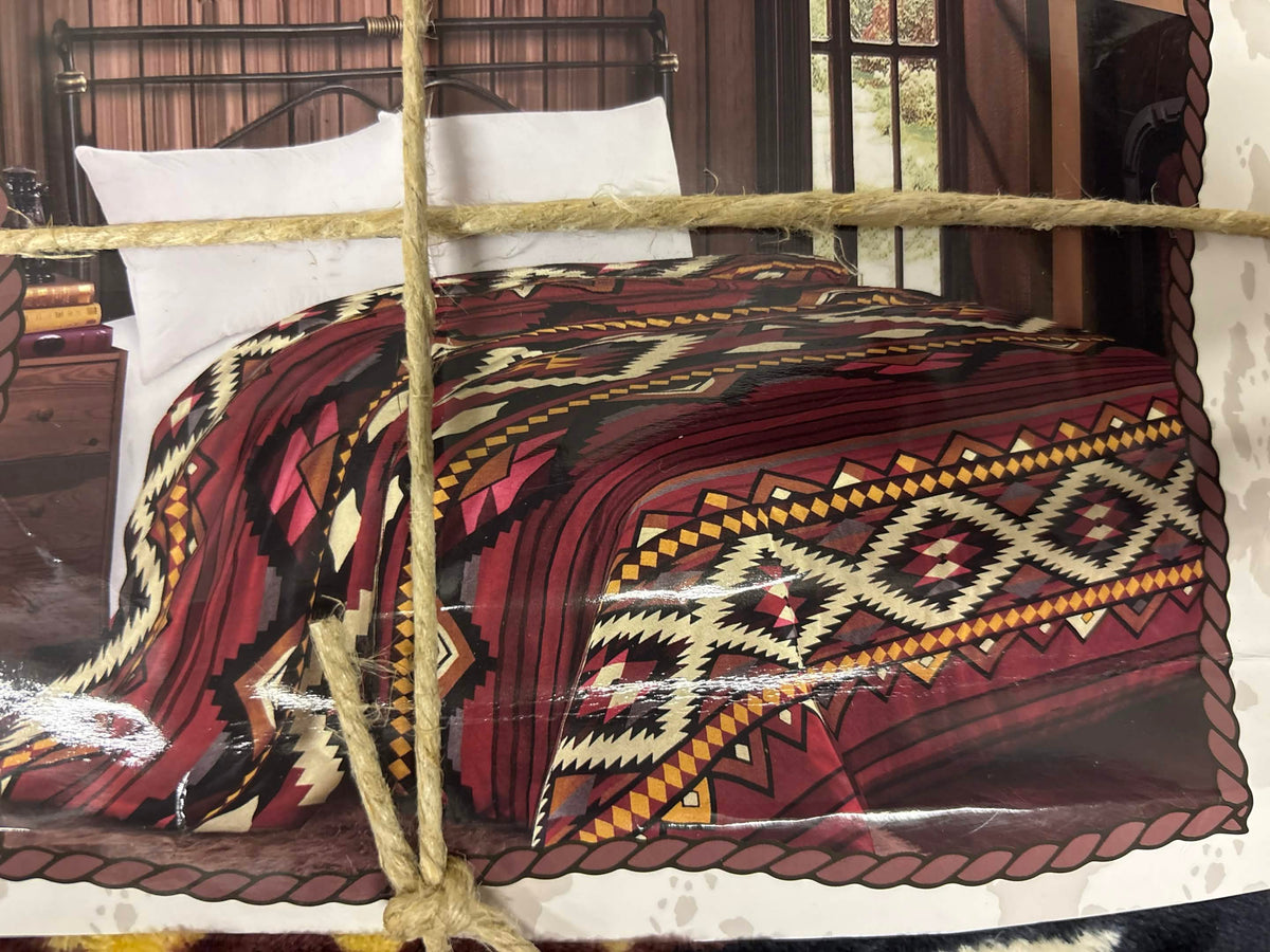 Southwestern Rustic Aztec Pattern King Blanket
