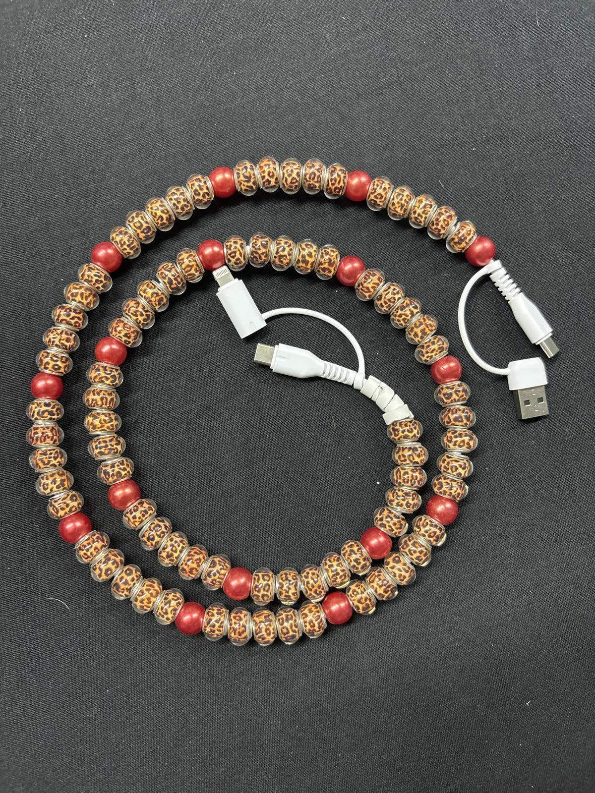 Western Beaded Decor Charging Cord with Universal Adapters