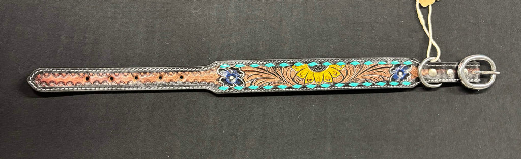 Western Tooled Leather Medium Dog Collars