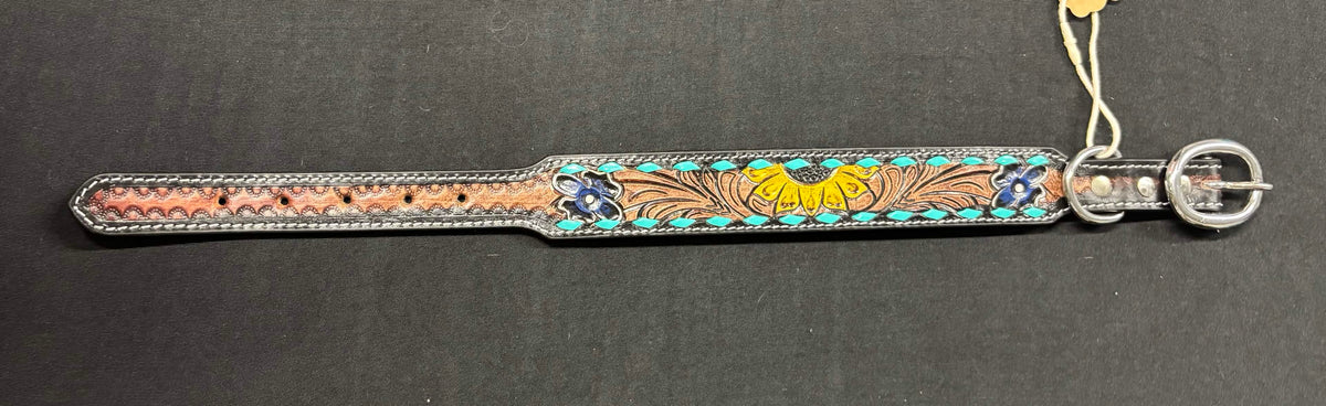 Western Tooled Leather Medium Dog Collars