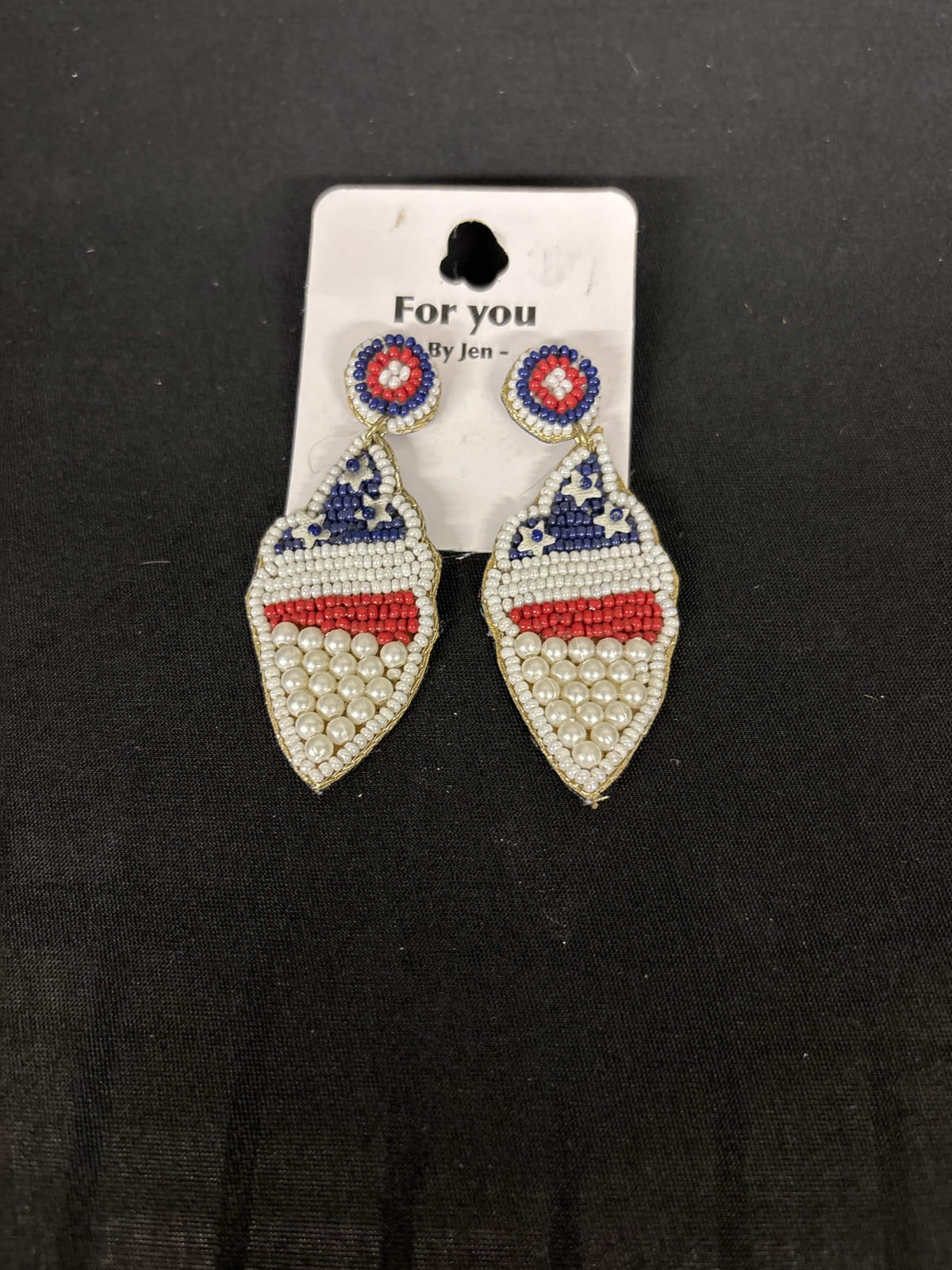 Patriotic Dangle Beaded Earrings