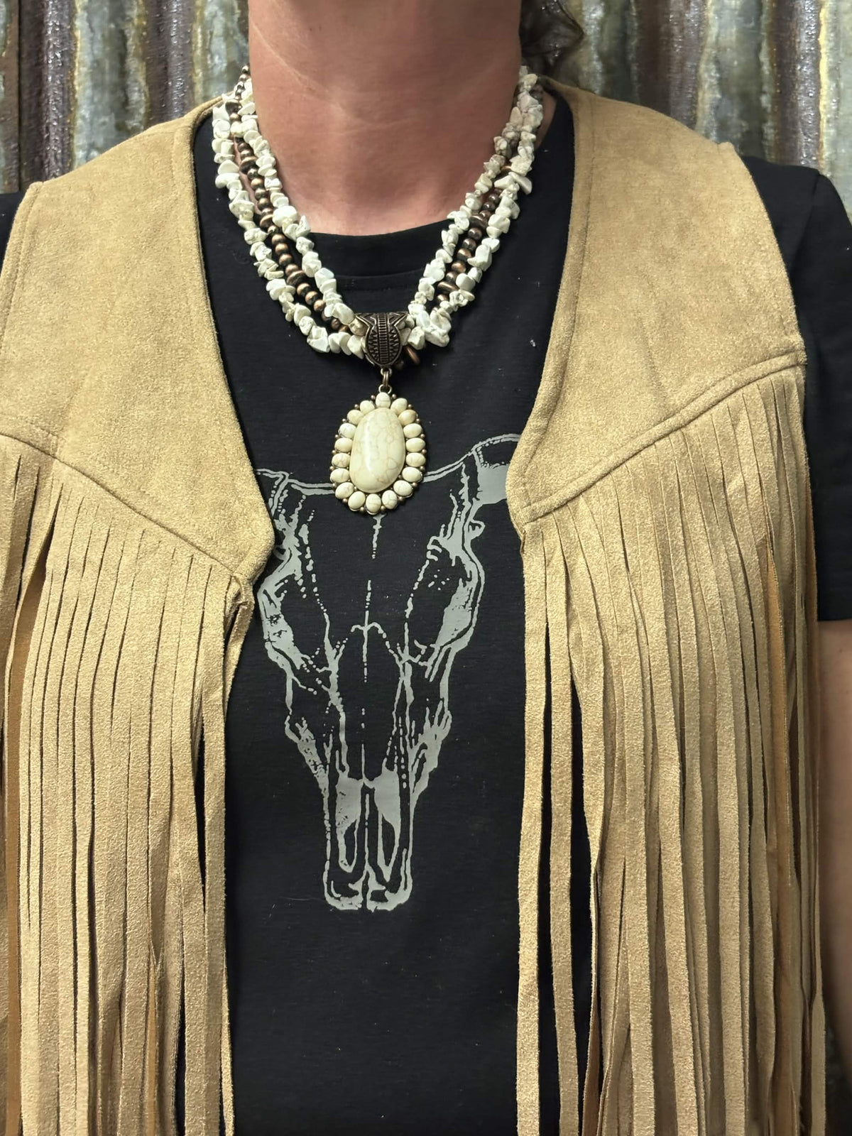 Squash Blossom Ivory and Copper Necklace